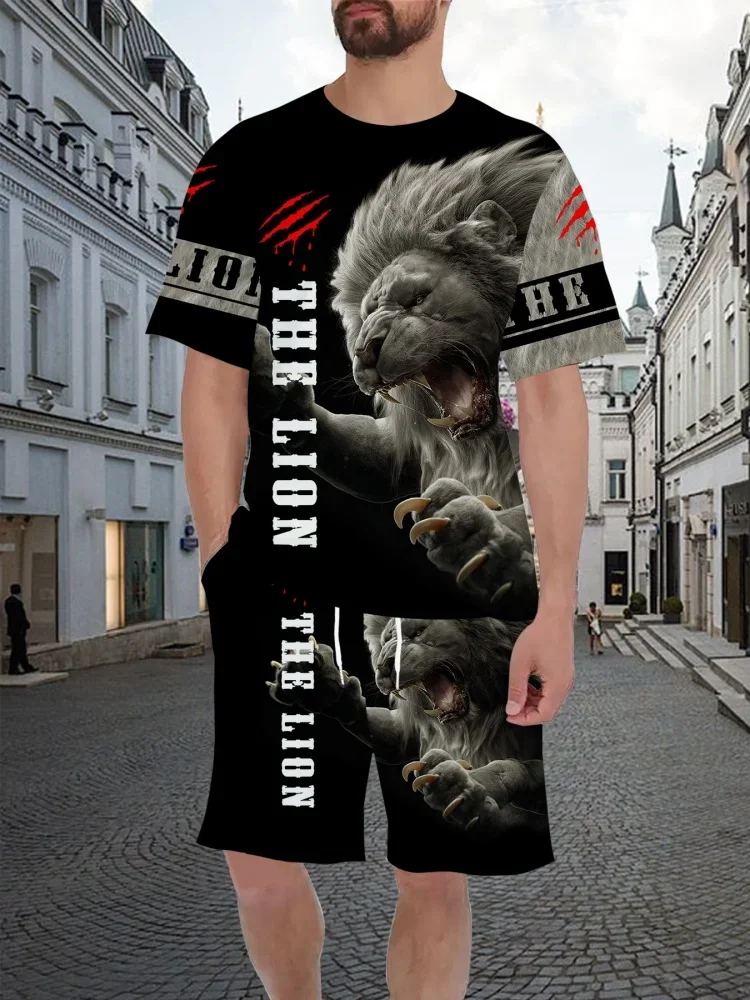 

Summer Street Men's and Women's Set Casual Fashion Loose Comfort Loose and Breathable Lion King Big Brand Trend Print Unisex Set