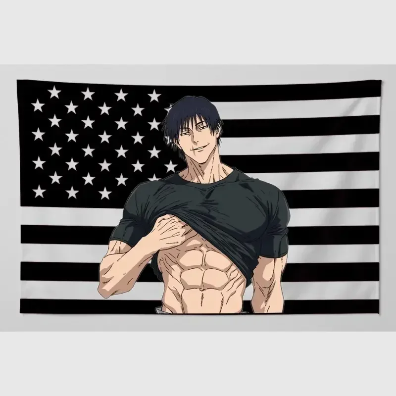 Toji Fushiguro Schwarze Amerikanische Flagge, Maßgefertigte Flaggen für Schlafzimmer, Flaga Outdoor-Dekor, Barbershop-Garage-Dekoration, Wandteppich Schlafzimmer – Detail 3