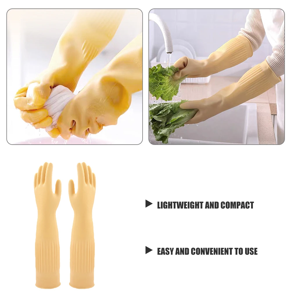 

Extended 45cm Thick Red Rubber Gloves for Household Cleaning Reusable Dishwashing Kitchen Large L Waterproof Oil Resistant Stain