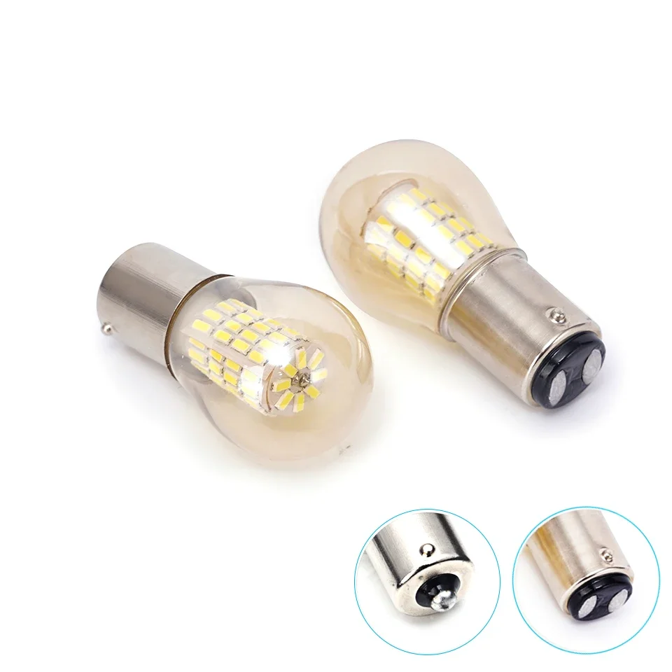 1x Tea Brown Glass P21w Led 1157 1156 Super Bright Car Light Bulb Ba15s Bay15d Sinal Lamp for Auto Turn Reverse Parking 12V 24V