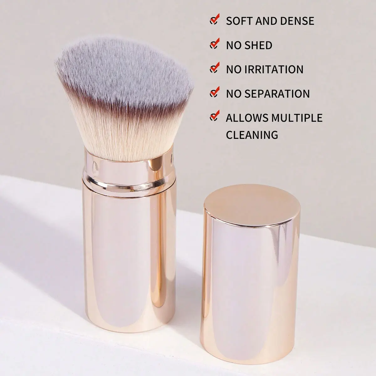 1pc profissional facial cabeça oblíqua escova retrátil, pincel de maquiagem, blush escova de fundação, pincel de pó solto, syntheti