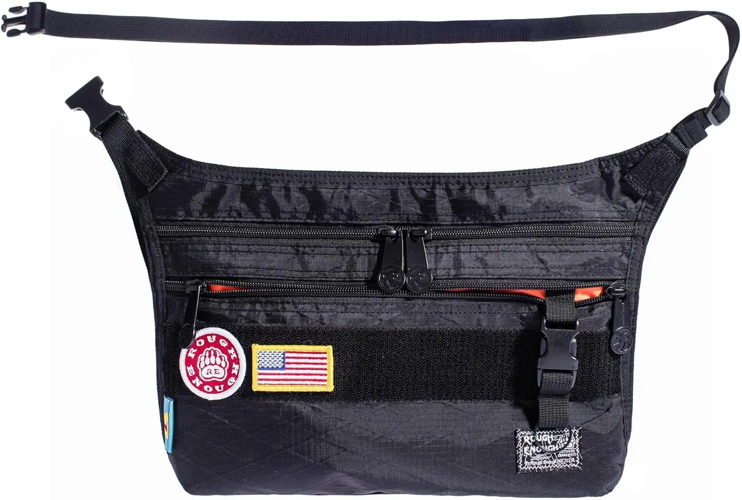 

Rough Enough Black Crossbody Bag Men Sling with 8 Inch Tablet Handheld Games Compartment Tactical Molle System