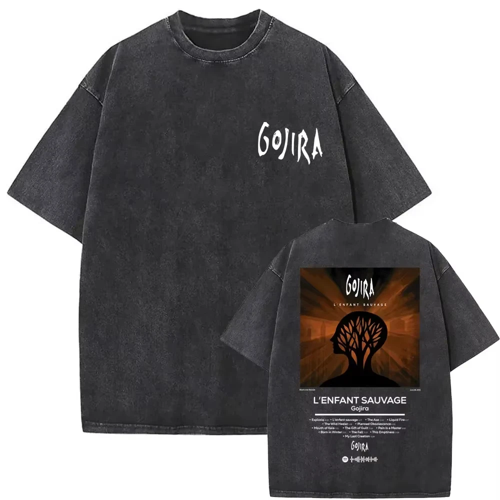 Washed Vintage Metal Rock Band Gojira T-shirt From Mars To Sirius T-shirts Men's Women Gothic Punk Oversized T Shirts Streetwear