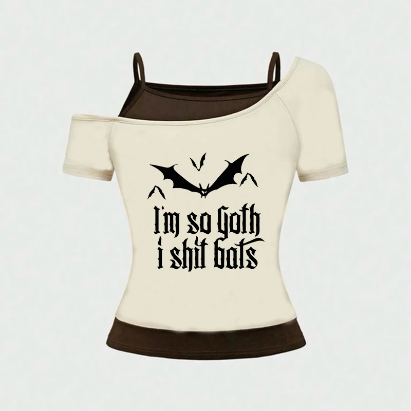 

Harajuku Trashy 2000s Aesthetics Tee Y2k Vintage Versatile Casual Crop Top Gothic Creative Letter Pattern Printing Women T-shirt