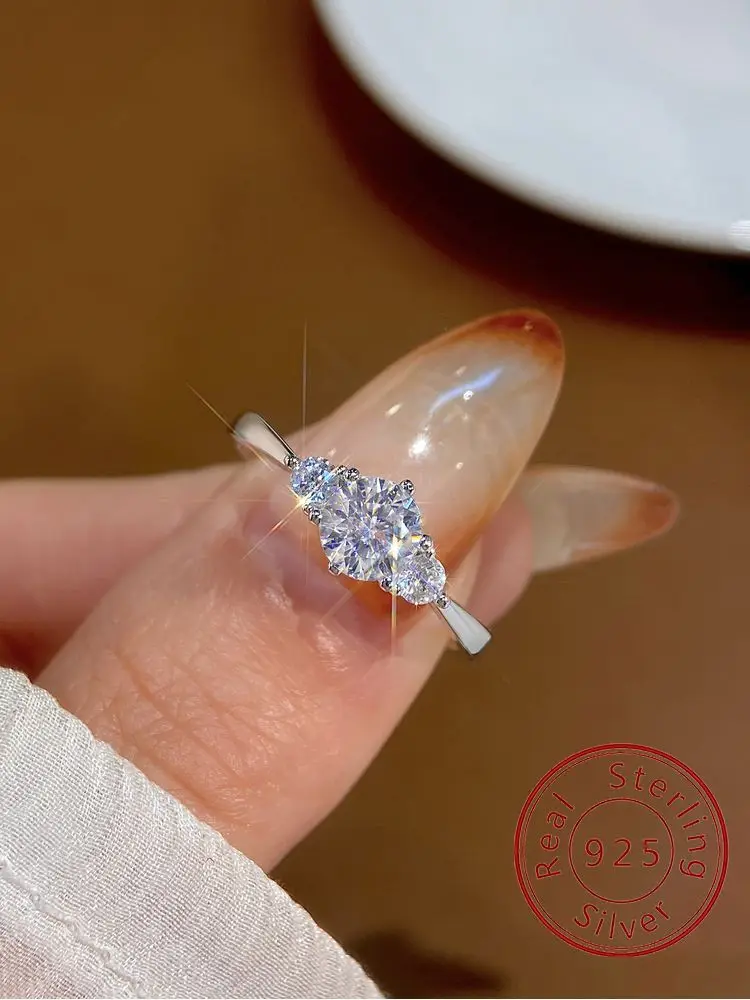 

925 Sterling Silver Classic Fashion White Zircon Round Ring For Women Anniversary Engagement Wedding Luxury High Quality Jewelry