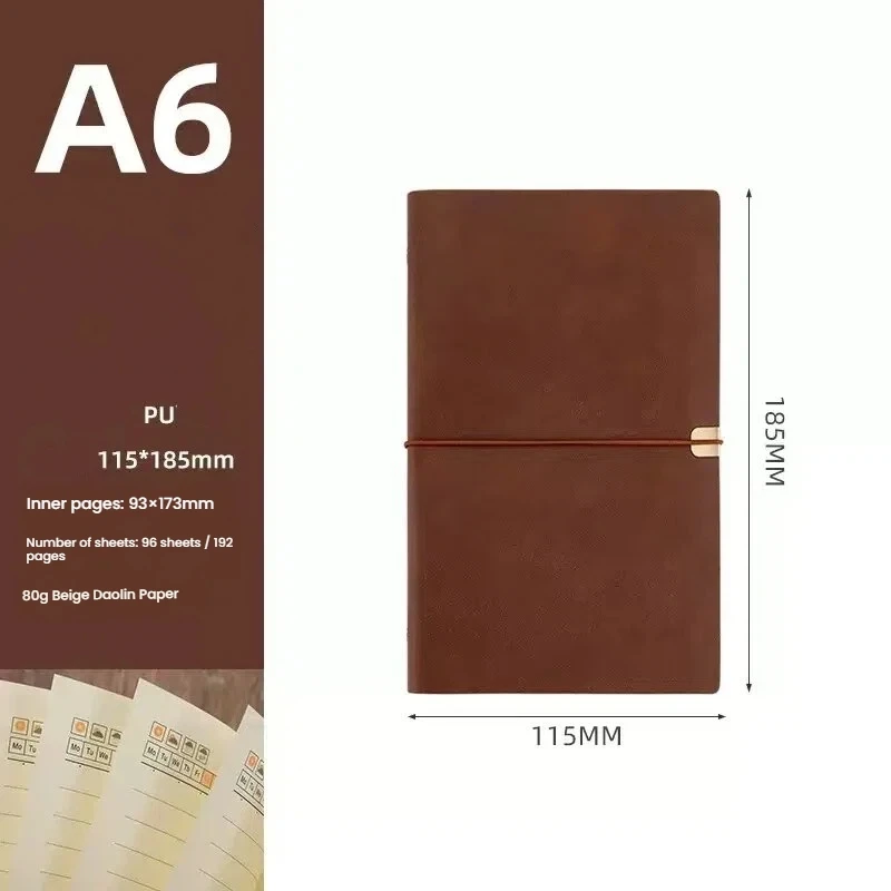 Hardcover Faux Leather Vintage A6 Binder Notebook, Featuring a Highly Personalized Soft Faux Leather Cover with a Unique Band Design, Perfect for Leaders, Business Office Settings, Recording Memorable Travel Experiences, and a Must-Have for College Life This Is the Perfect Gift for Back-To-School Season, Christmas, Valentine's Day, Holiday Gifts, Surprise Gifts for Wife, Family, Brothers, Friends, New Year Gifts, Birthday Gifts.