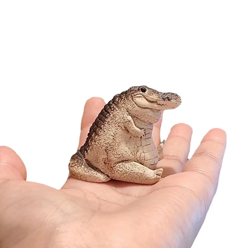 Alligator Baby Statue Ornament Resin Animal Sculpture For Cute Mini Crocodile Figurine