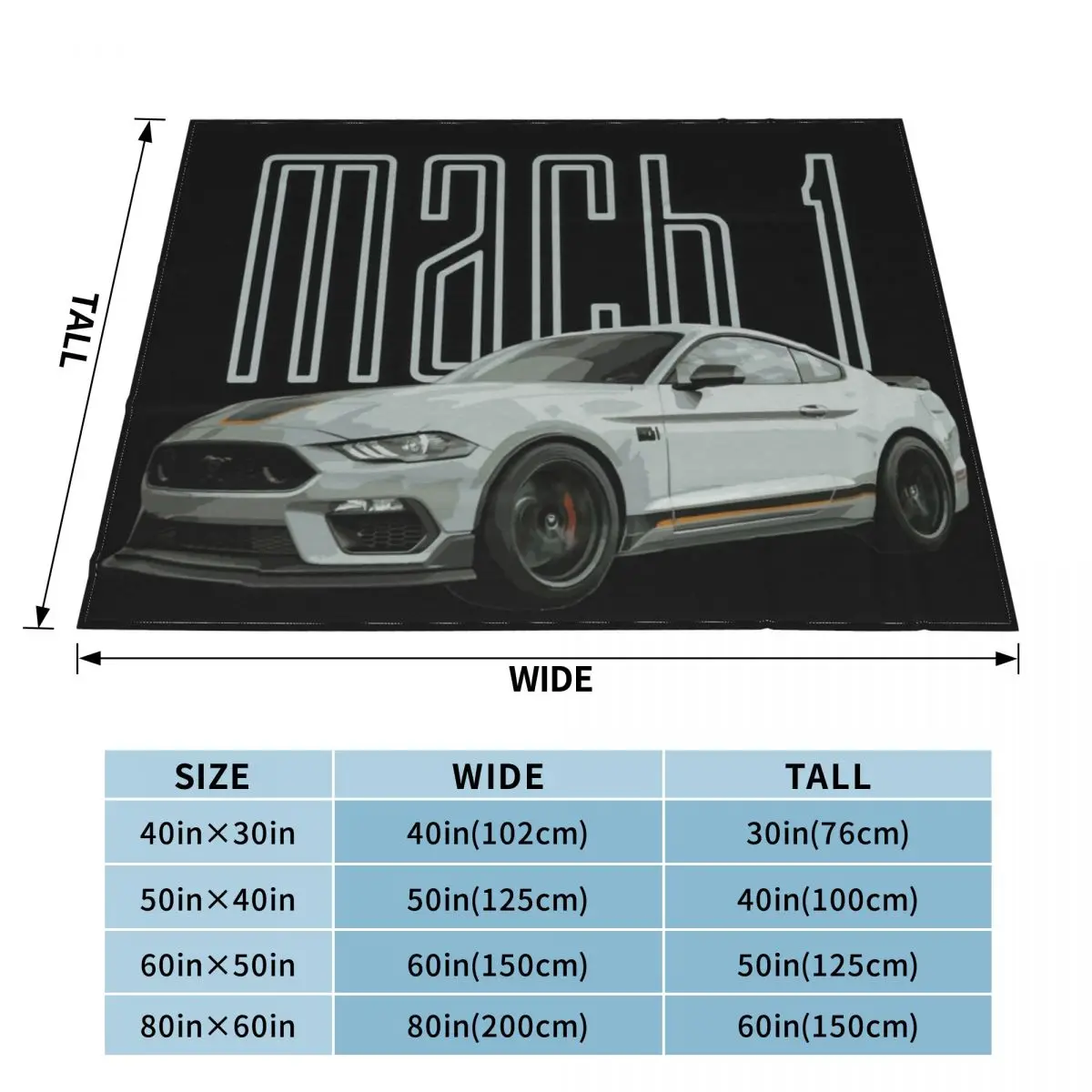 MACH 1 Mustang GT 5.0L V8 Performance Car Fighter Jet Gray Throw Blanket Blankets for babies Plush christmas gifts