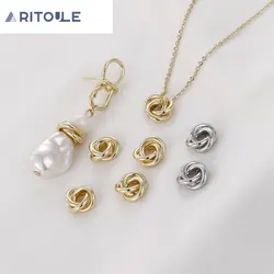 14k gold-coated twisted copper ring gasket triple flower beads diy handmade ear jewelry necklace bracelet pendant accessory