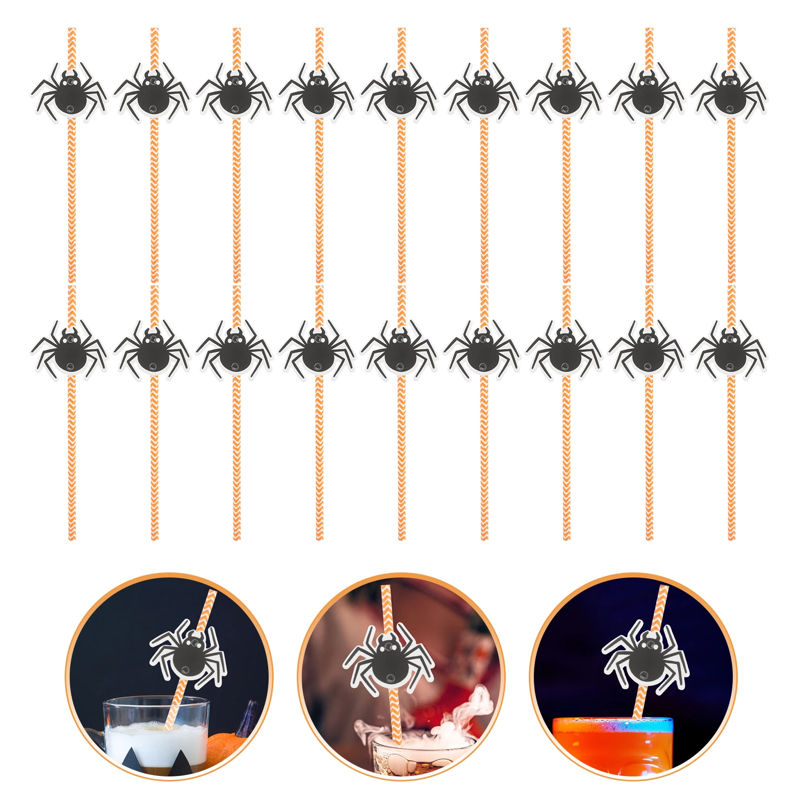 

24 Pcs Spider Straw Inserts for Halloween Party Supplies Drinking Straws Paper Decorations Home Office School Use