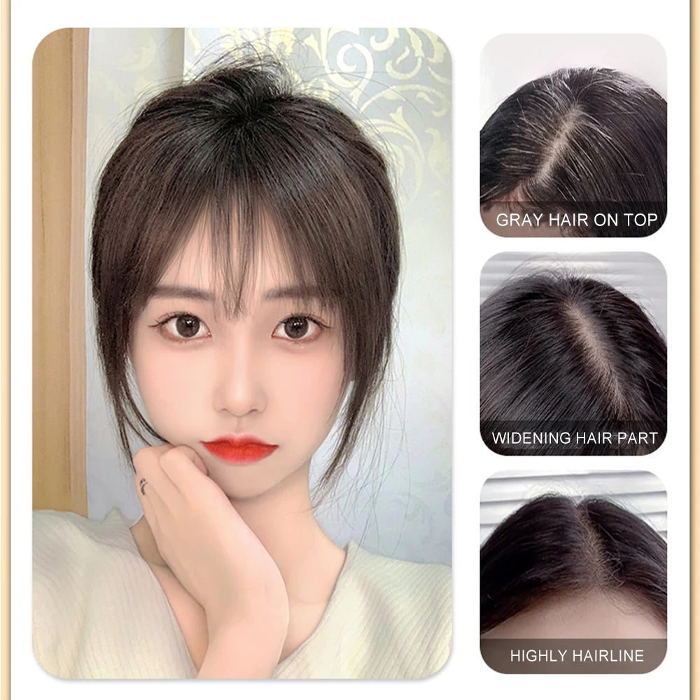 Clip in Bangs 100% Real Human Hair Pieces Wispy Fake Bangs Hair 360° Cover Clip on Bangs for Women Daily Wear