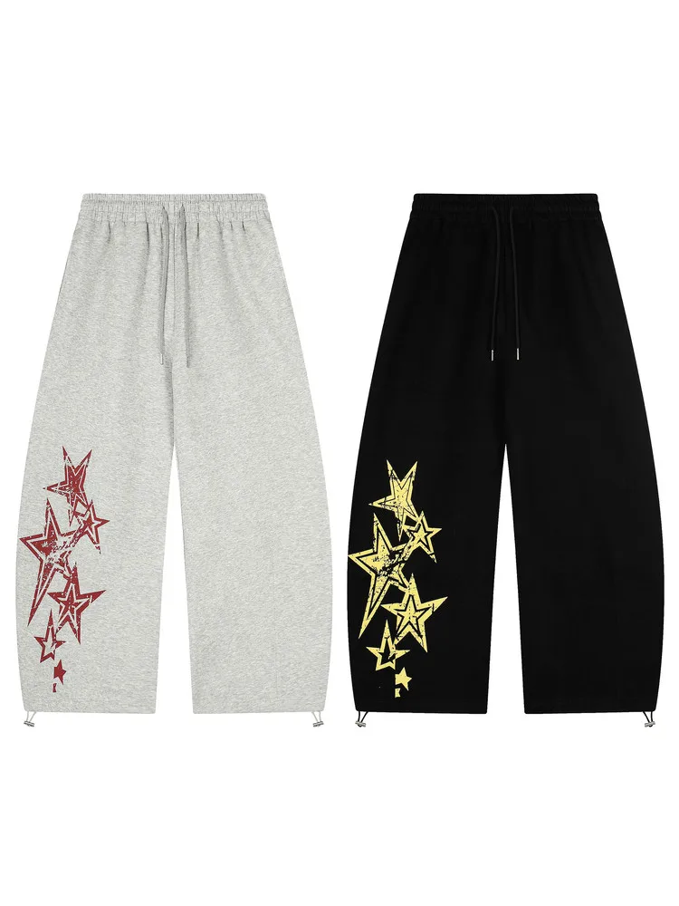 

Спортивные штаны в стиле ретро с принтом американских звезд, свободного кроя, универсальные повседневные широкие брюки для пар, молодежная мода