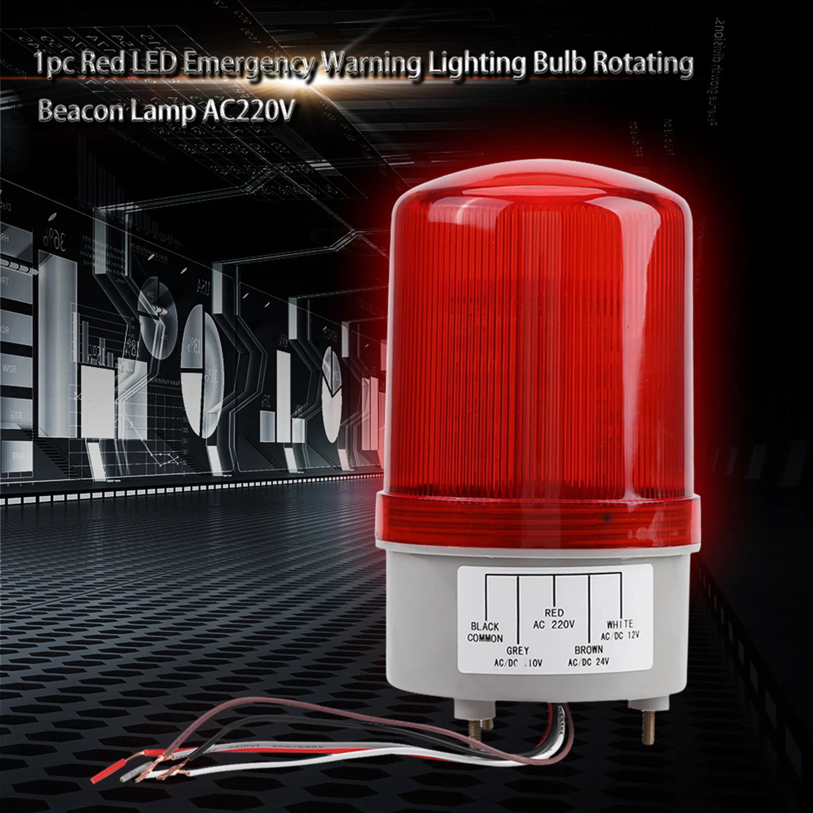 Ampoule d'éclairage d'avertissement d'urgence LED rouge, balise rotative AC220V, éclairage d'avertissement, balise rotative