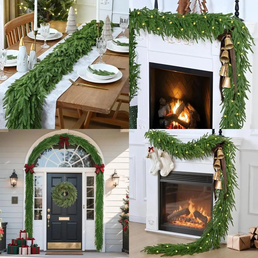 

Реалистичные 9-футовые рождественские сосновые гирлянды с огнями, искусственная зелень для внутренних и наружных зимних украшений