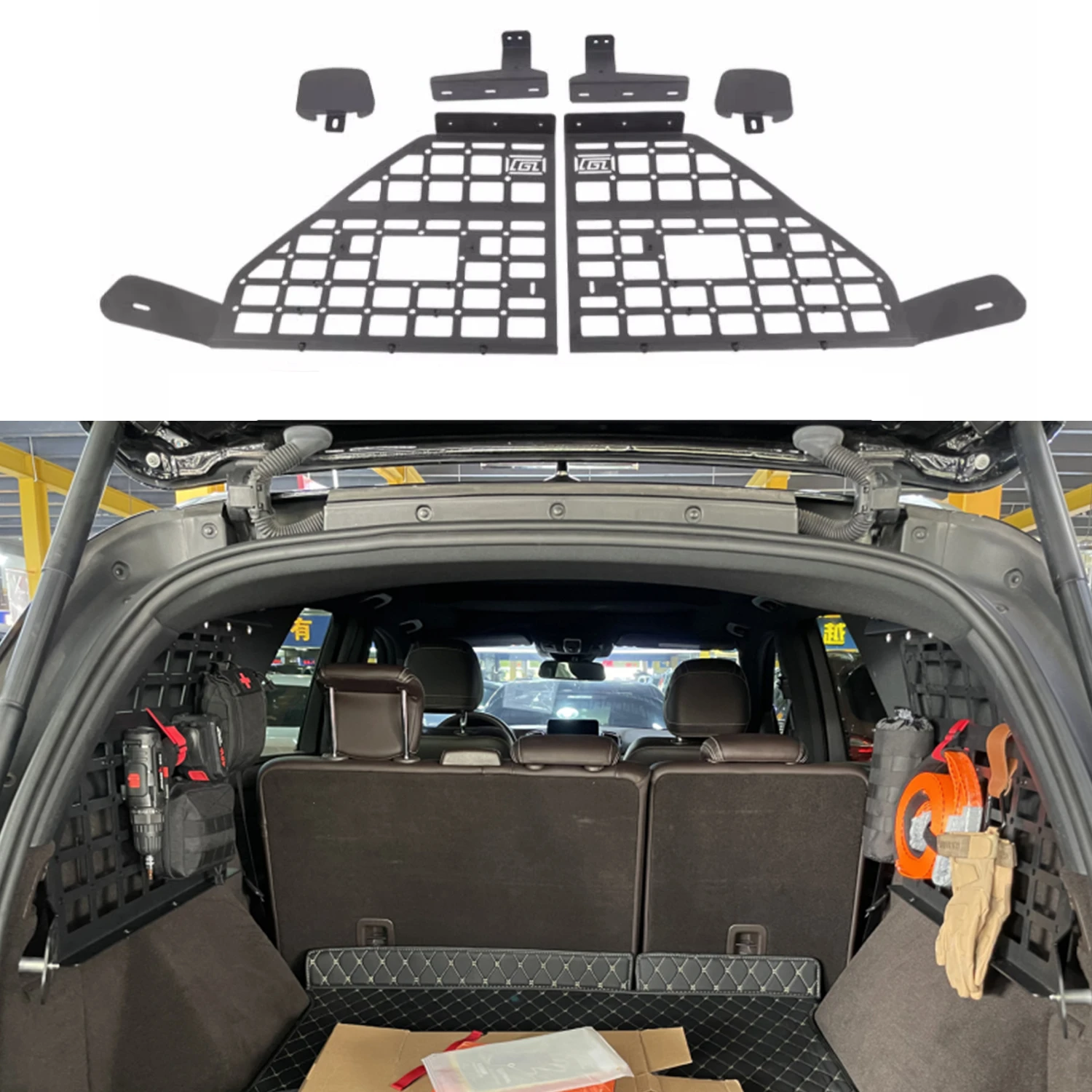 

Fit for Benz GLE350 GLE400 GLE500 2016 2017 2018 2019 Side Window CGZ Molle Panels Rear Trunk Storage Cargo Racks