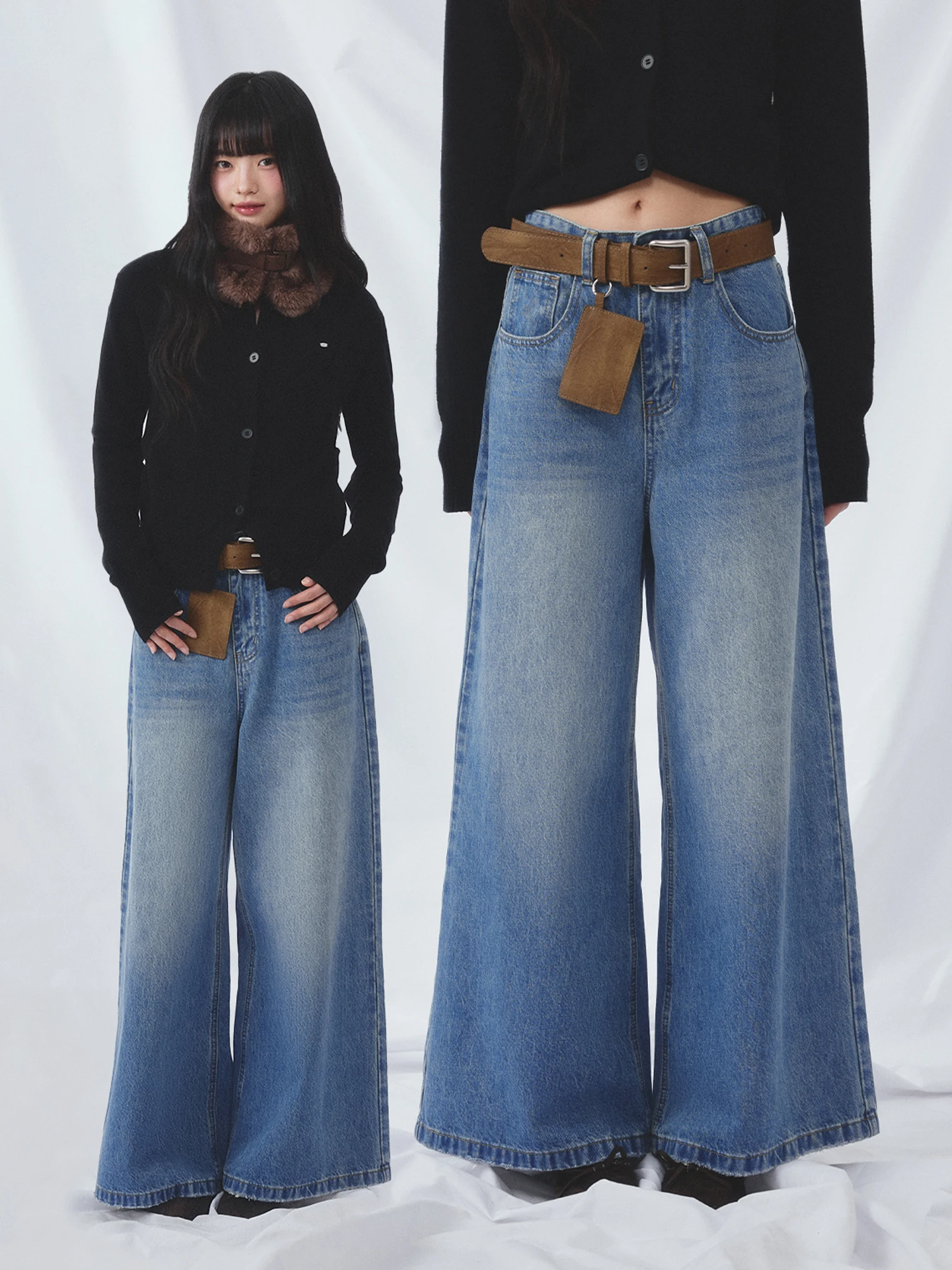 

Blue Wide Leg Jeans Women's Loose Fit High Waist Long Pants Spring 2026 New Sle Wedhub Basic Edition Casual Cotton Denim