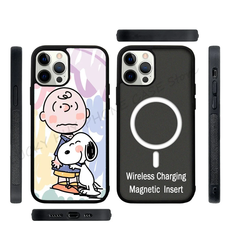 Cute Phone Case Phone Case Strong Magnetic For IPhone 15 14 13 Pro Max 11 12 Mini CharlieS Browns and Snoopys For Magsafe