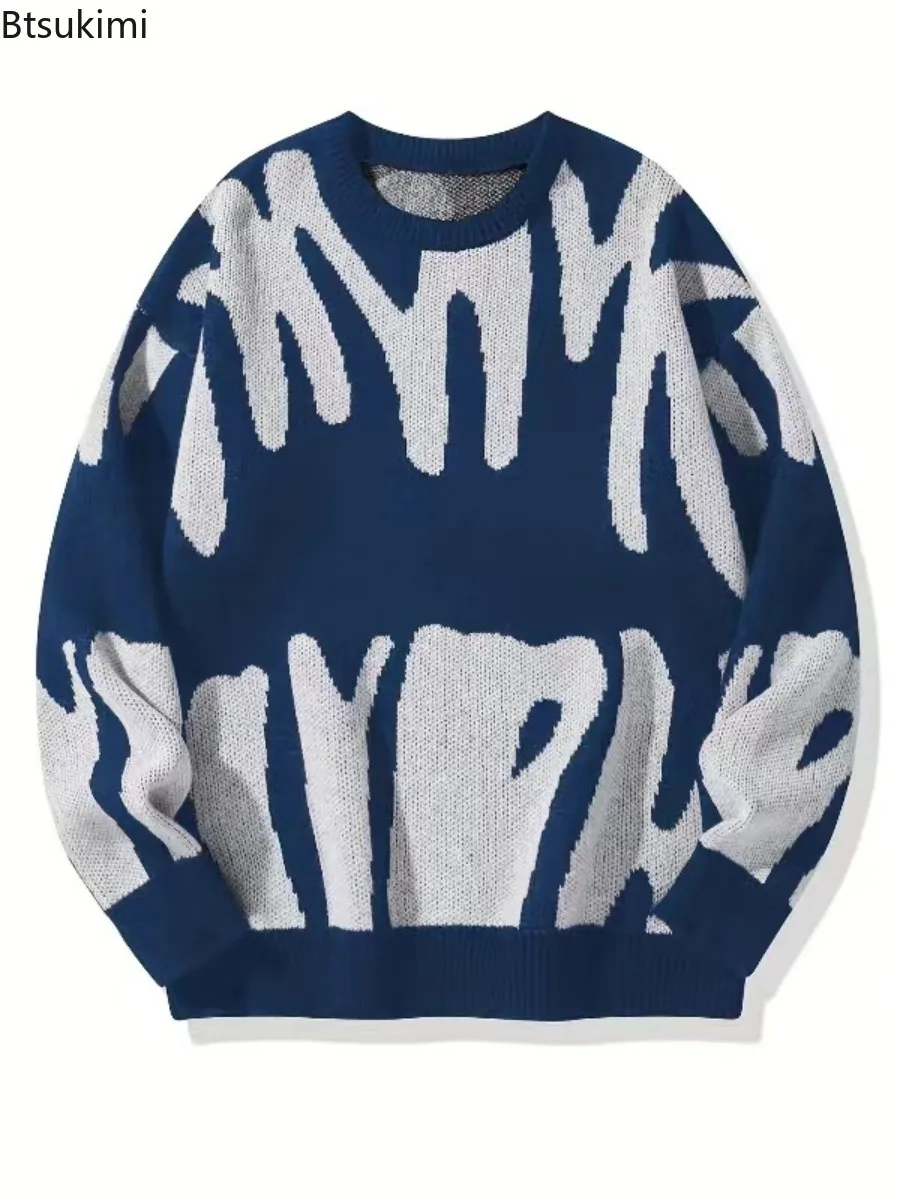 Neue Herbst Winter männer Koreanische Lose Oansatz Gestrickte Pullover Casual Colorblocking Pullover Mann Streetwear Persönlichkeit Stricken Tops