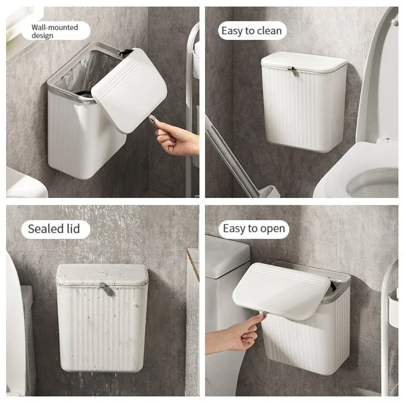 Kitchen Wall-mounted Trash Can, Household Kitchen Waste Storage Bin, Toilet Hanging Toilet Paper Storage Bucket