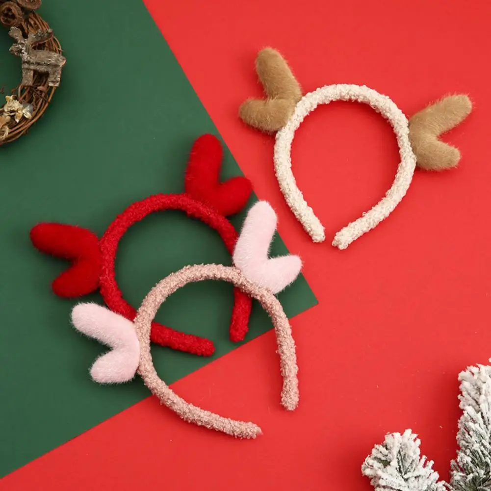 Festive Antler Headband Festive Plush Reindeer Antlers Headband for Christmas Party Holiday Costume Accessories for Festive