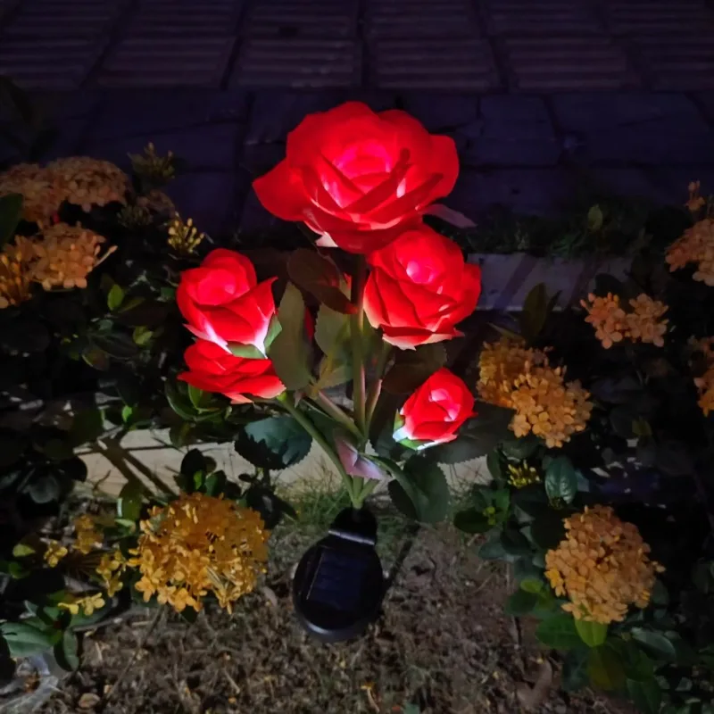 

Праздничный сказочный свет, 5 головок, солнечный свет, садовая лампа, роза, газонная лампа для двора, патио, свадебное украшение