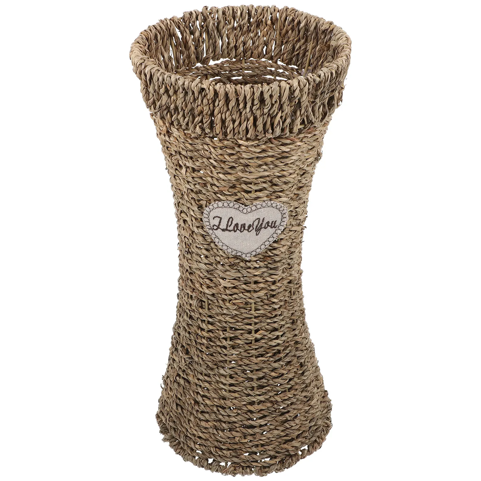 1pc Natural Handwoven Seagrass Flower Vase Eco-Friendly Boho Style Decorative Basket Pot Woven Plant Holder Vintage Rustic Home