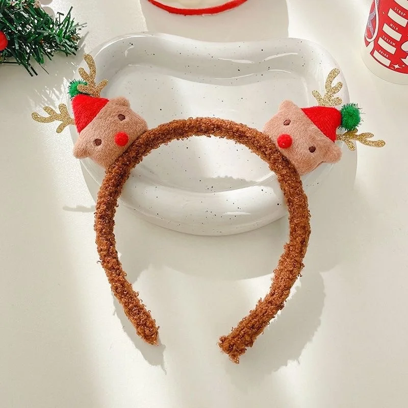 إكسسوارات أغطية الرأس لعيد الميلاد - النسخة الكورية من رباط شعر الضأن الشهير عبر الإنترنت، قبعة سانتا، عصابة رأس على شكل قرن الوعل الغزلان على شكل رجل ثلج #6