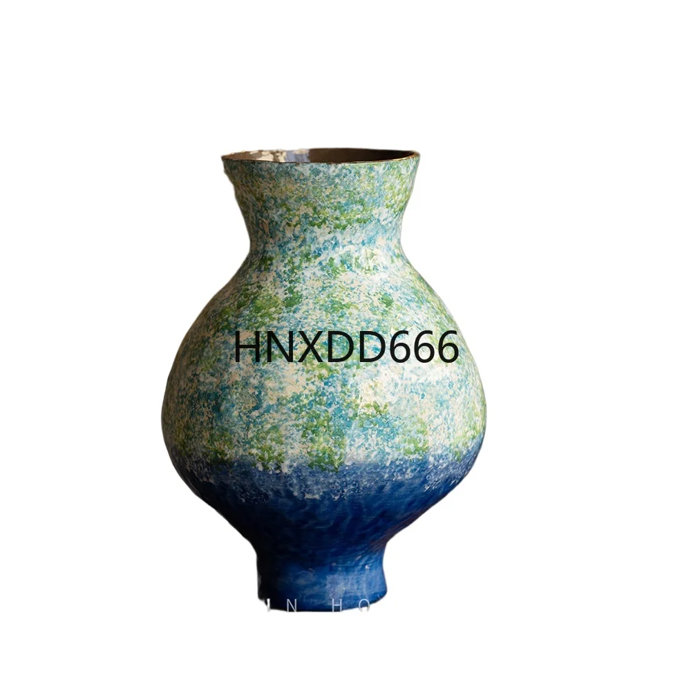 

Новая расписная керамическая ваза в китайском стиле, цветы ваби-саби с ручной вставкой, ретро ностальгическое устройство для цветов ваби-саби, дым