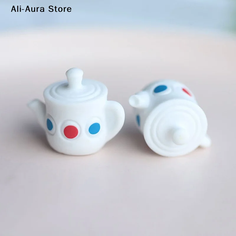 4Pcs Miniature Simulation Food Play Teapot Teacup Set Mini Soldier Hand-made Decoration Play House Scene Props Accessories Model