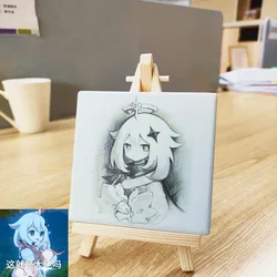 Game Genshin Impact Paimon Anime Character Portrait Model Decoration Frame Drawing Board Kawaii Funny Figure Toys Gifts 10cm