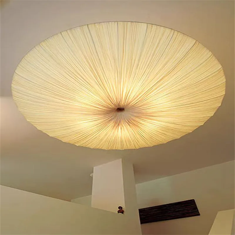 Wabi sabi Led fabric Ceiling Light Fabric Pendant Lamp for Living room Bedroom Restaurant Round Whtie Flying Saucer Chandelier