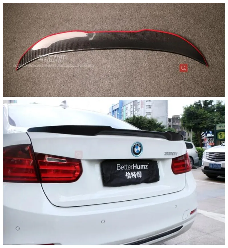 For BMW F30 3 Series 320i 318d 316d 328i 335i Saloon 2012-2019 High Quality Carbon Fiber Car Rear Trunk Lip Spoiler Splitters