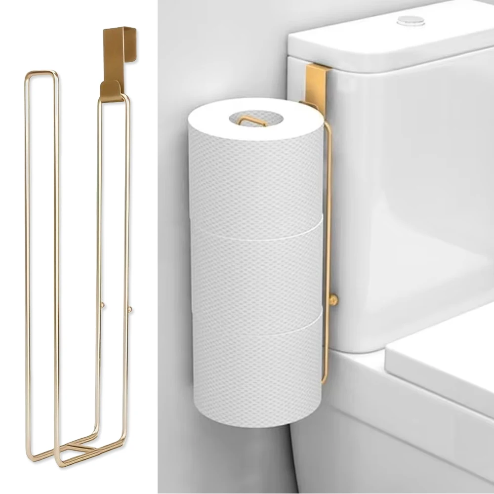 Bathroom Toilet Paper Holder with Storage Extra 3 Rolls, Over The Tank Toilet Paper Holder Wall Mount, Small Restroom Organizer