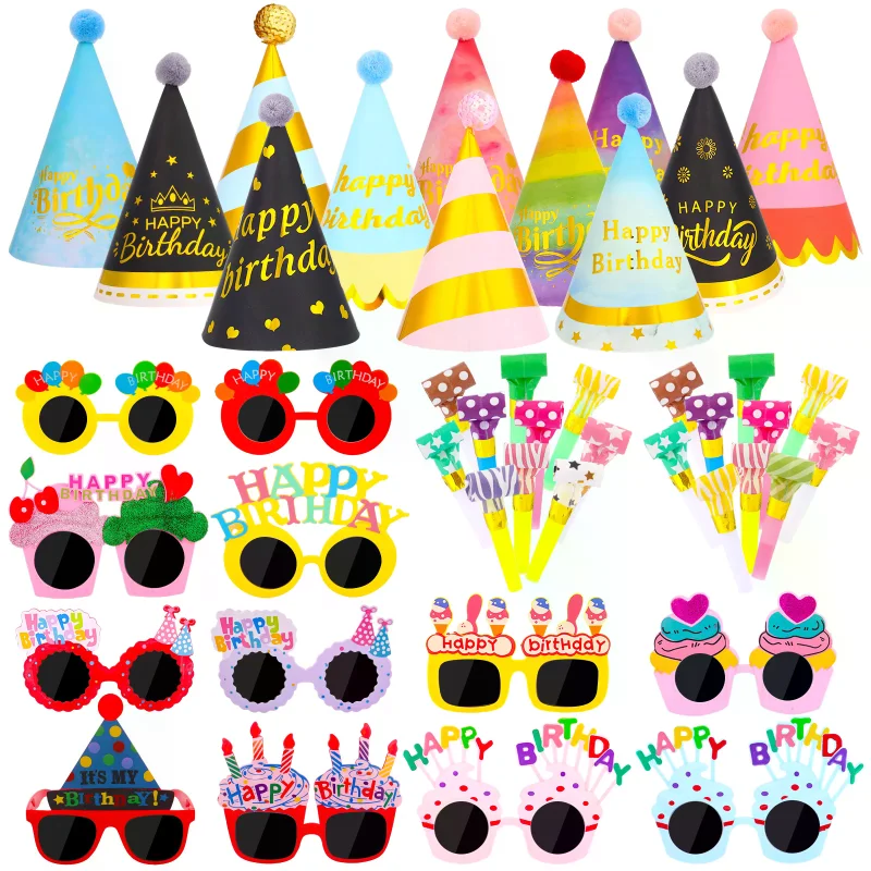 

Birthday Party Glasses Funny Candle Sunflower Rainbow Sunglasses Happy Birthday Photo Booth Props Supplie Kids Favor Party Decor
