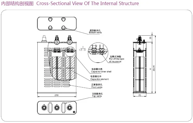 Capacitor de potência seca de placa BKMJ - 0,48-30 - 3