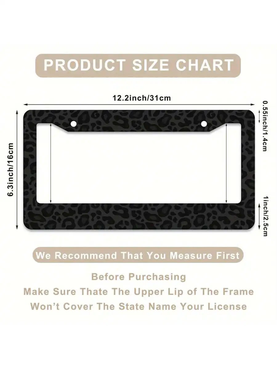 

Black Leopard Print Aluminum License Plate Frame For US Standard Vehicles