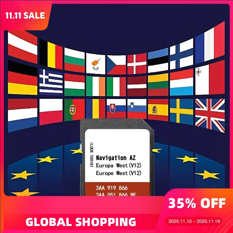 

AZ V12 WEST for VW Sat Nav Orginal Map Navigation SD Data Version Card Update Europe Free Anti Fog Flim