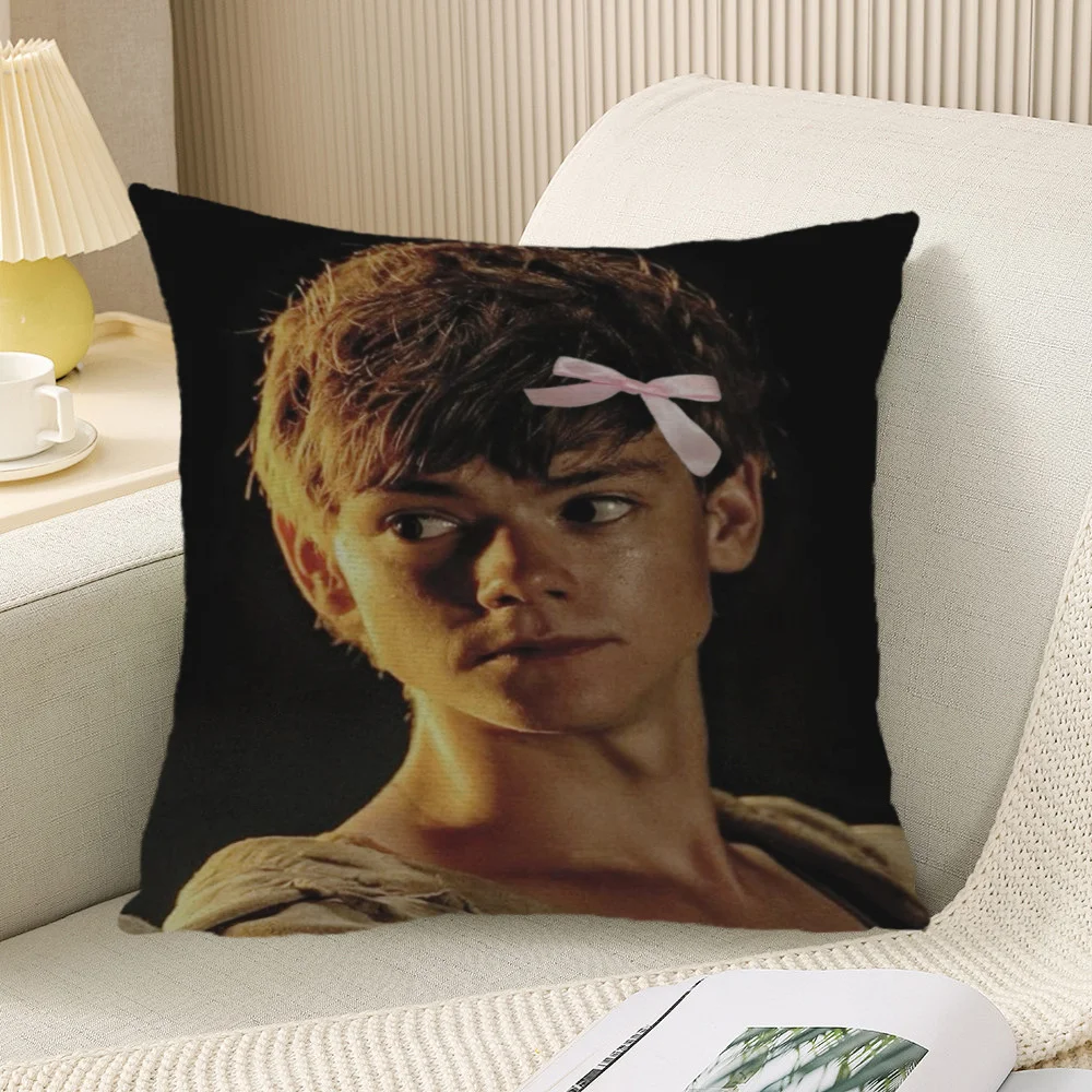1pc Meme Style Thomas Brodie-Sangster Fan Decorative Cushion Cover, 2D Print Polyester Pillow Case for Sofa Bed Car Office Home