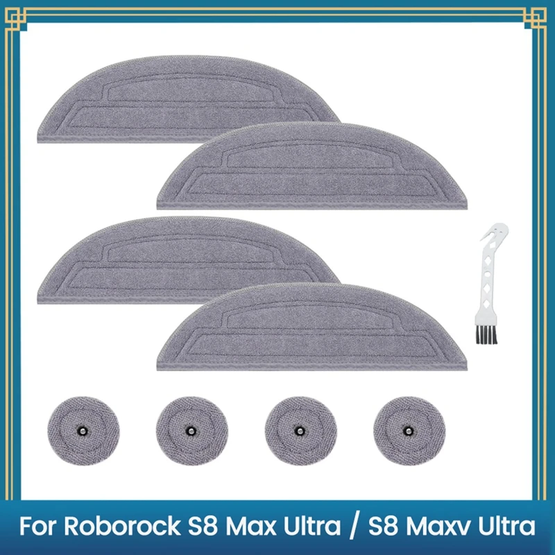 Vibrations Mop Cloths + Edgewise Mop Cloths For Roborock S8 Max Ultra / S8 Maxv Ultra Robot Vacuum Cleaner Accessories