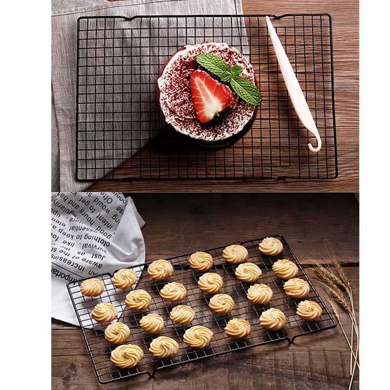 28*25.5cm Nonstick Metal Cake Cooling Rack Net Cookies Biscuits Bread Muffins Drying Stand Cooler Holder Kitchen Baking Tools