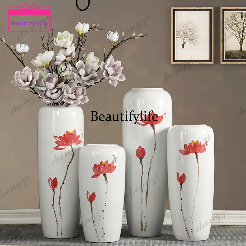 a55 Floor-to-ceiling ceramic vase ornament, flower arrangement, decoration, home entrance, living room model room soft decoratio