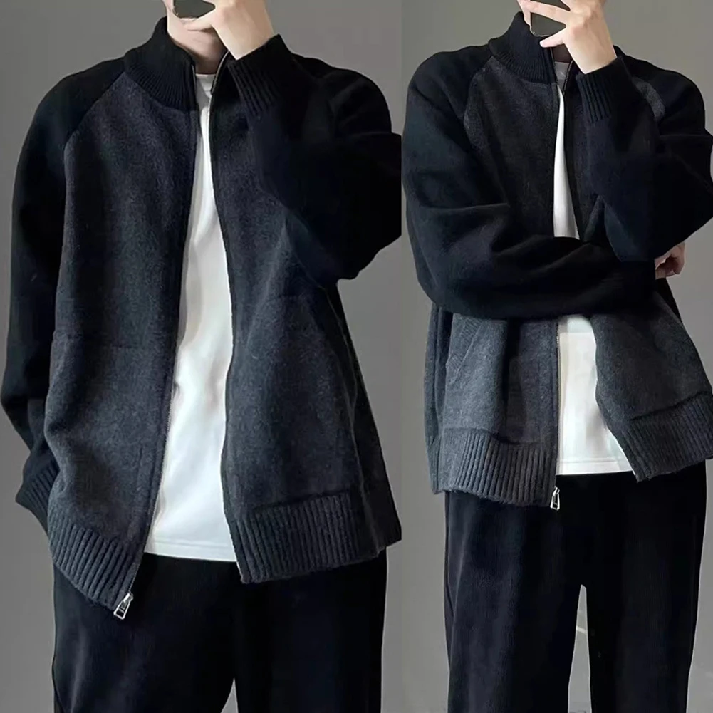 

Men Cardigan Winter Knitted Zip Up Sweaters Cardigans For Men Color Knitted Coat