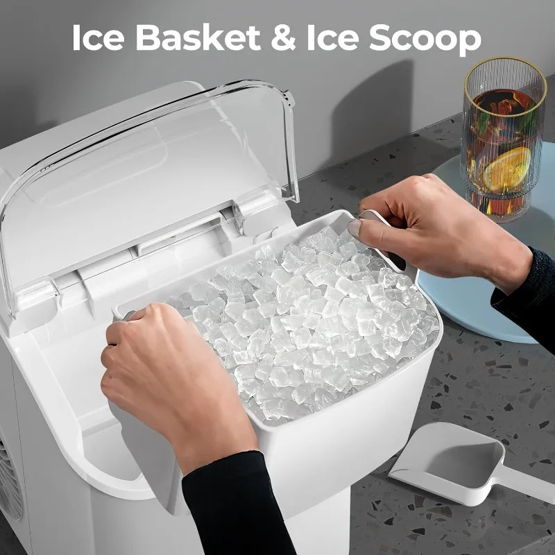 Nugget Ice Makers Countertop with Soft Chewable Pellet Ice, 7 Mins Ice Making, 35.5Lbs/24Hrs, Pebble Ice Maker Machine