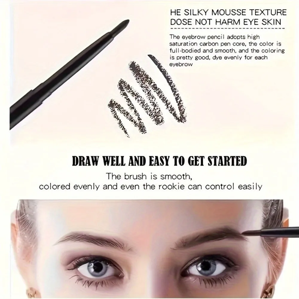 3pcs Sweat-Proof Black Eyeliner Pencils Smudge-Proof Black Color Eye Makeup Easy Glide Formula Long-Lasting Eyebrow Eyeliner Pen