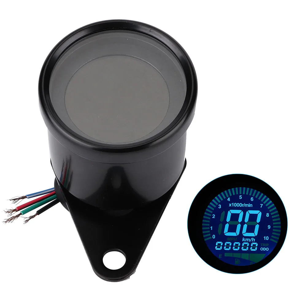 Universal Motorcycle LED Digital Speedometer Tachometer Speed Gauge Oil Level Meter Black view 2