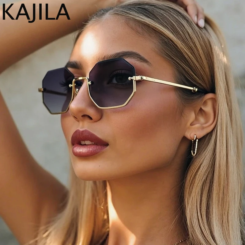 

Vintage Rectangle Punk Sunglasses Women 2025 Luxury Brand Semi-Rimless Metal Frame Sun Glasses For Ladies Vintage Driving Shades