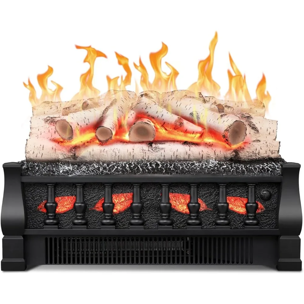 Flame Brightness Adjustable,Realistic Ember Bed,Overheating Protection for Home and Office Decor,1500W Whitish Gray logs