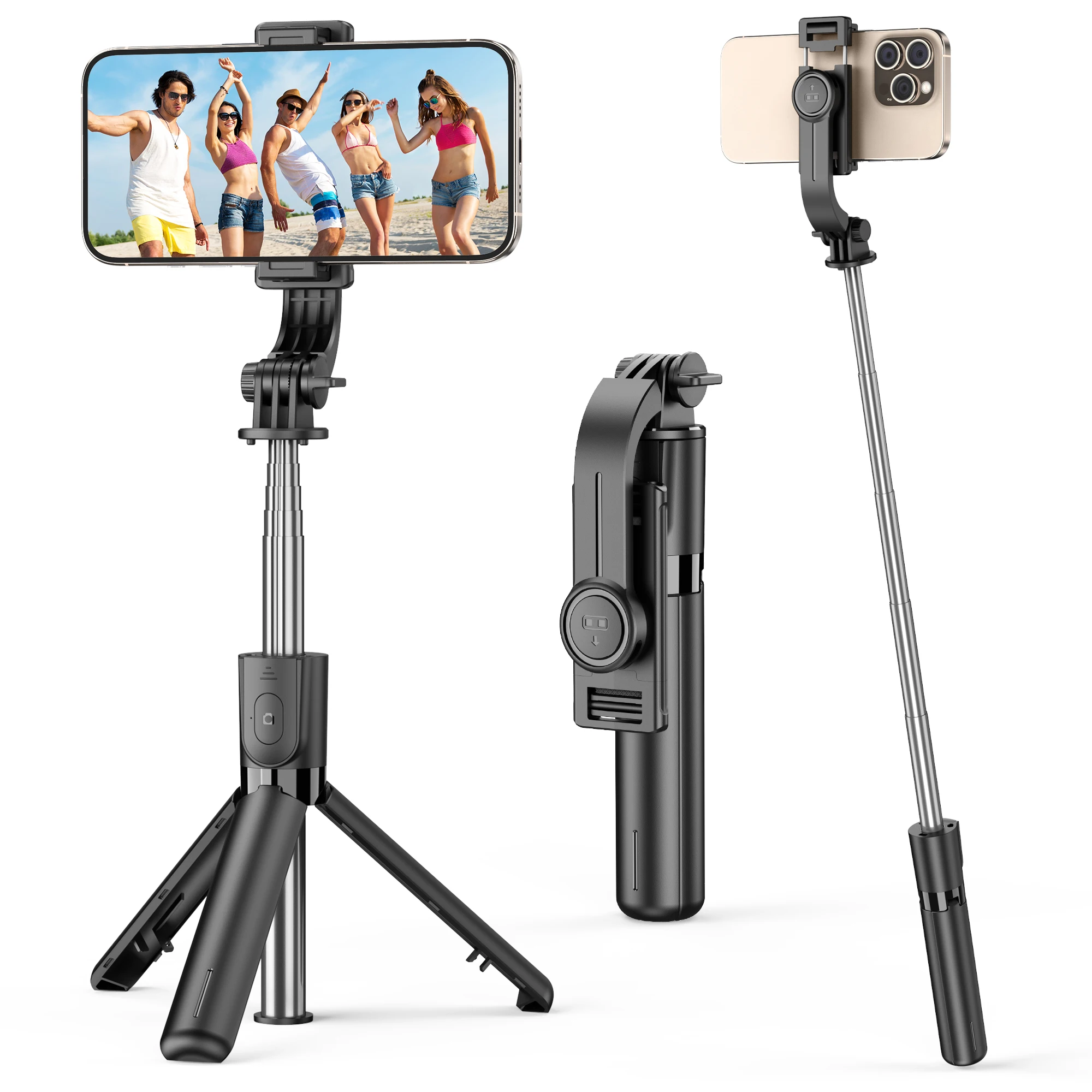 Mini tripé portátil f01 selfie stick tripé suporte de telefone com bluetooth sem fio para android e iphone smartphone tiro vlog