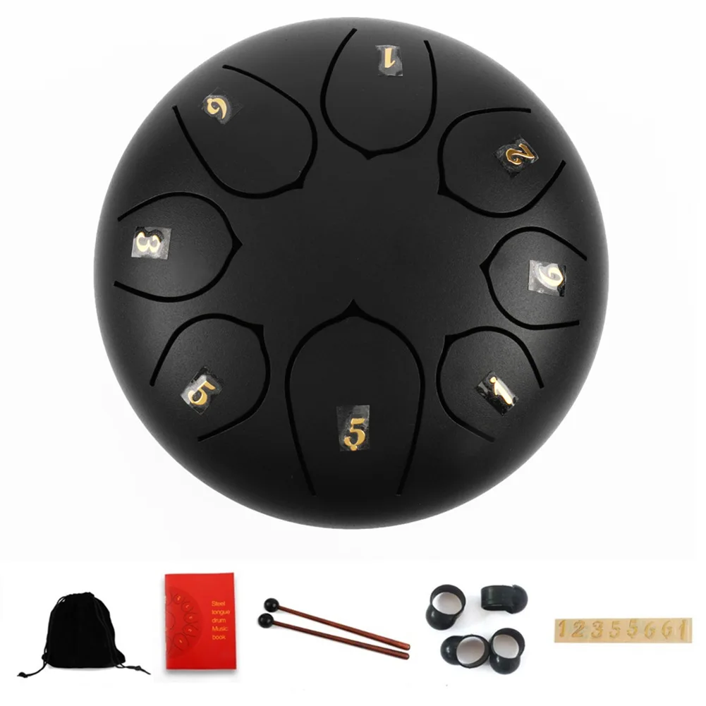 Mini Steel Tongue Drum Set for Children, Handpan Drum Pad Tank, Percussion Musical Instruments, C Key, G Tune, 6 Inch, 8 Tune