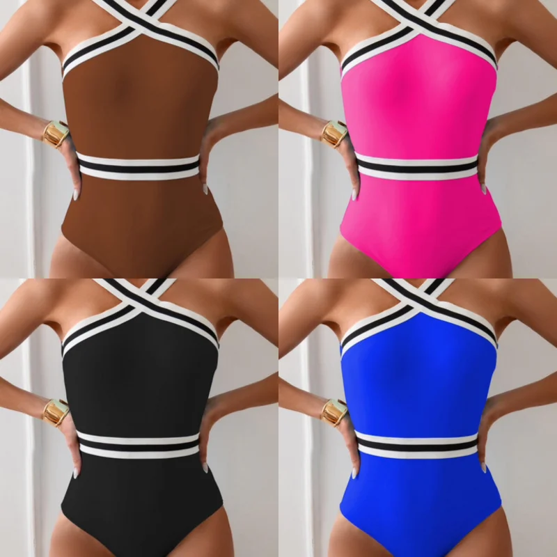 

New Product Women's one-piece triangle swimsuit, sexy, slimming, tummy-concealing, backless, conservative swimwear
